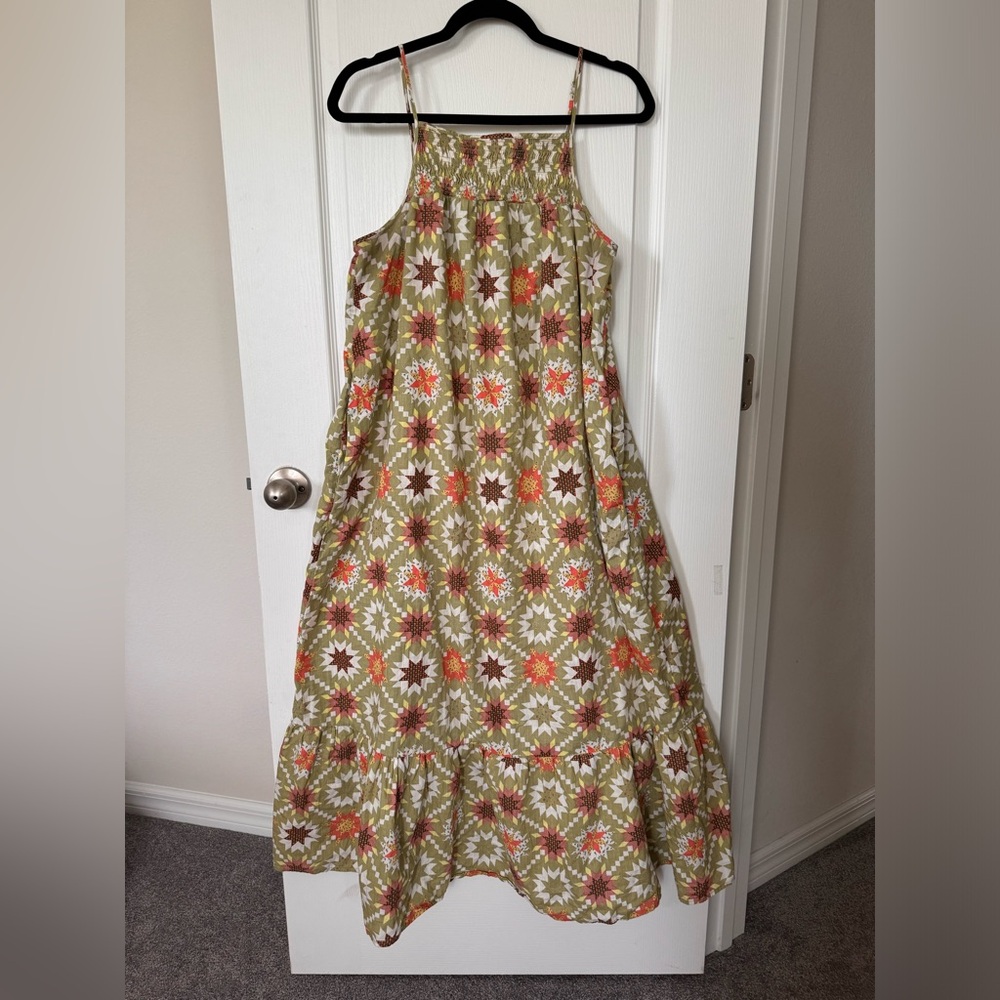 Women’s XL Universal Threads Dress Green Ikat Patchwork Sundress
